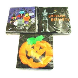 VTG Halloween Paper Napkins 3 Different Packs Monsters Jack O Lantern Ghosts image 2