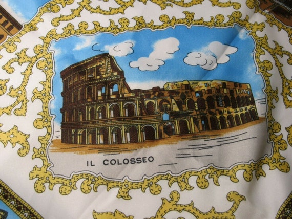 VTG Souvenir Scarf Rome Italy Landmarks in Italian - image 1