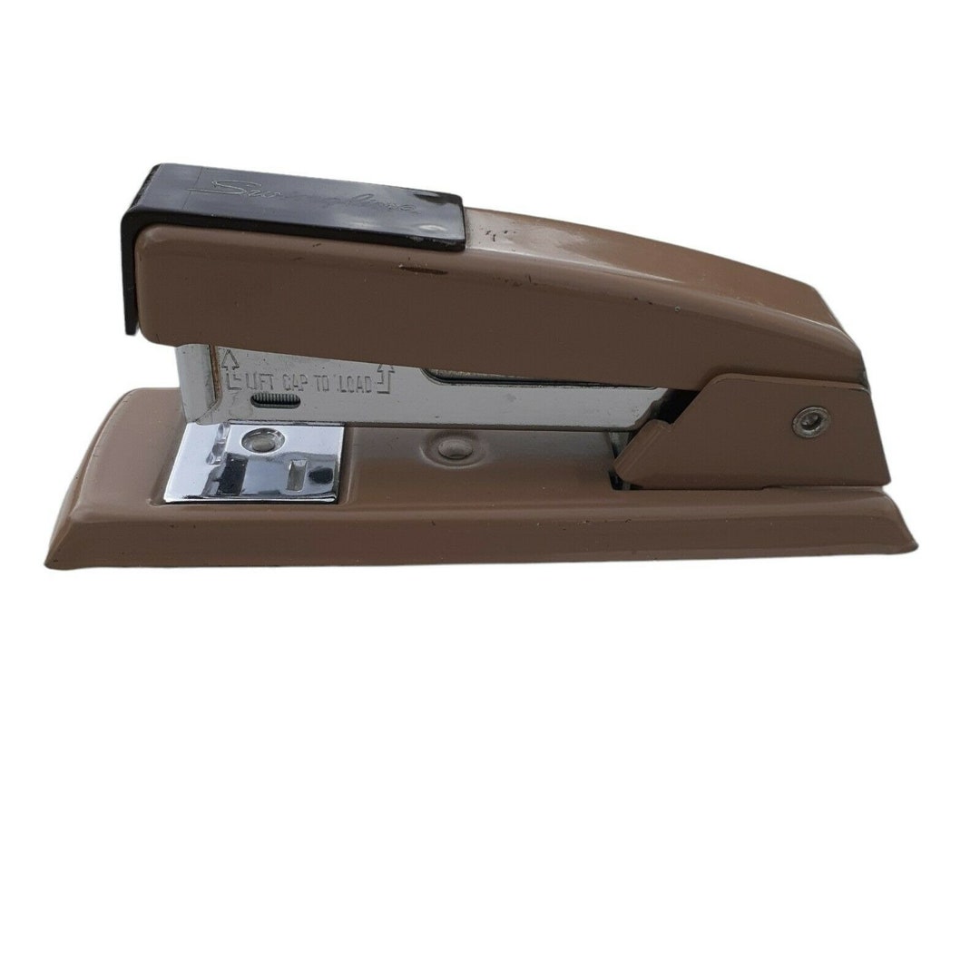 Vintage Swingline Metal Stapler USA Two Tone Tan/brown Small Heavy Duty