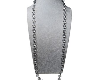 Vintage R.J. Graziano ketting met transparante glazen kralen, 91 cm lang, elegant en stijlvol.