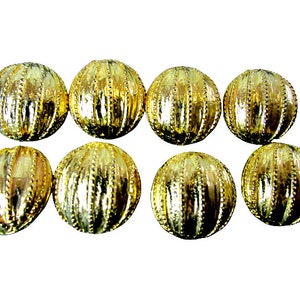 Vtg Metal Gold Tone Buttons Dome Corrugated Round Shank Jackets Sweater 8pc 1&quot;