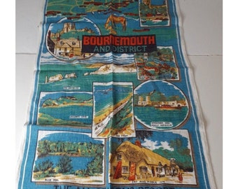 VTG Ireland Linen Tea Towel Bournmouth District Landmarks All Seasons Resort