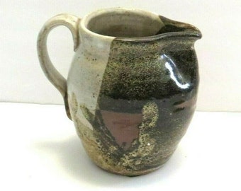 Vintage Pottery Art Pitcher Hand Made Signed Glazed Clay Art 1978