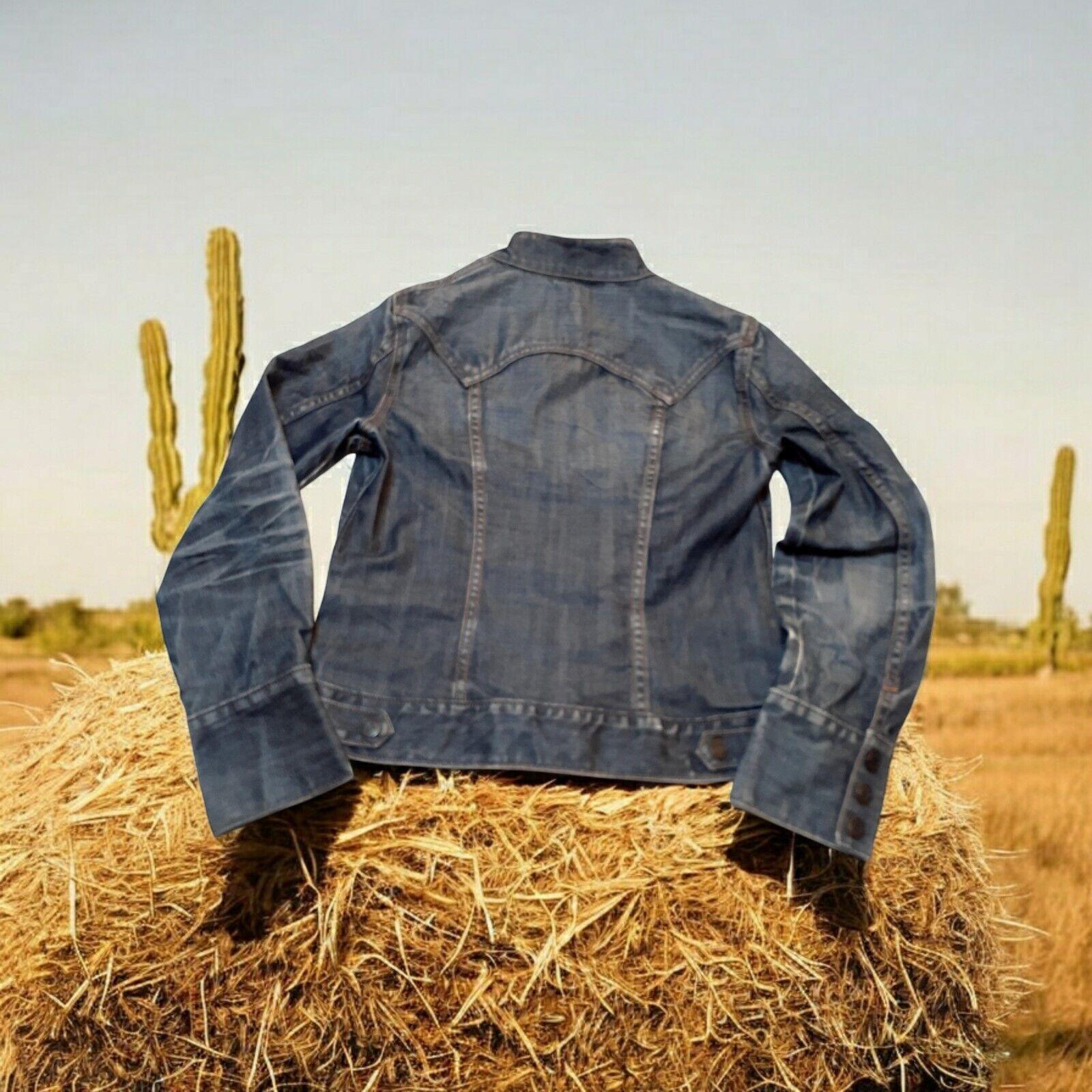 GAP Y2K Denim Western Jacket Trucker Distressed 3 Snap