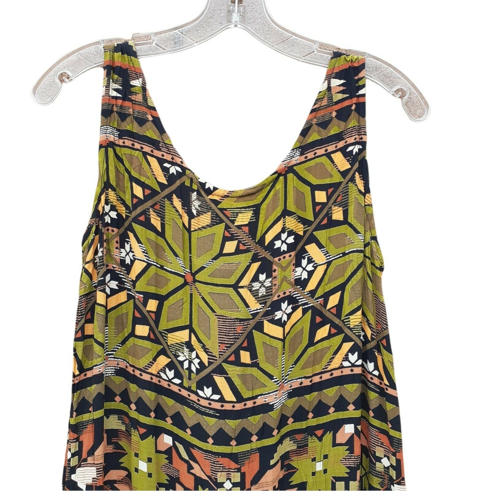 abs by allen schwartz bohemian style sleeveless maxi dress VTG Maxi Dress A.B.S. by Allen Schwartz Drop Waist Green Boho Print 6 USA