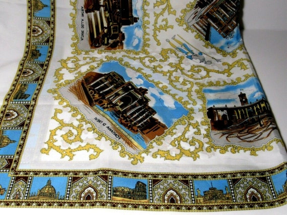 VTG Souvenir Scarf Rome Italy Landmarks in Italian - image 4