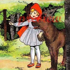 printable/vintage image/red riding hood pack