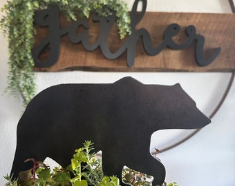 Bear Garden Stake Plant Stake Decoration Metal Plant Accessory