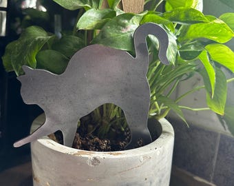 Cat Arching Garden Stake Plant Stake Decoration Metal Plant Accessory