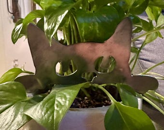 Cat Face and Paws Garden Stake Plant Stake Decoration Metal Plant Accessory