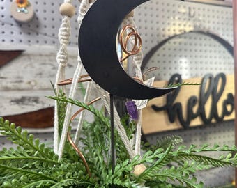 Moon Garden Stake Moon Plant Stake Garden Decoration Crescent Moon Metal Plant Accessory