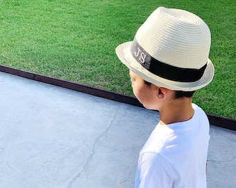 Boys Summer Hat Boys Straw Hat Boys Trilby Hat Etsy