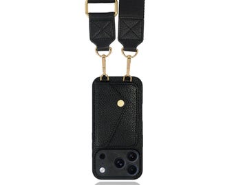Funda de cuero tipo bandolera con tarjetero para iPhone 17, 17 Pro y Pro Max