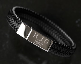 Personalisiertes Herren Lederarmband - Geschenk für Männer - Geburtstagsgeschenk für ihn - Weihnachtsgeschenk für ihn