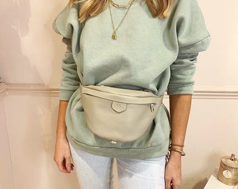 Personalised leather store bum bag