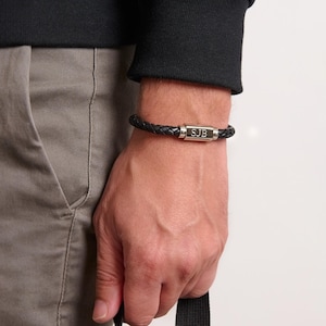 Gepersonaliseerde leren armband, leren armband, leren herenarmband