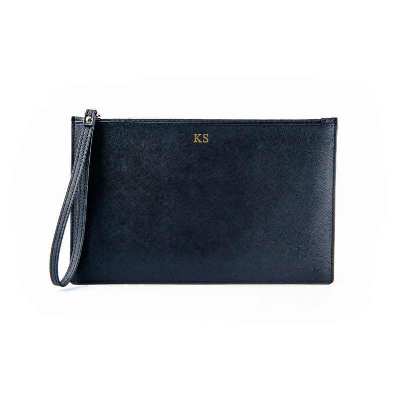 Clutch Bag Personalised Leather Clutch Personalised Monogram Clutch Bag Personalised Leather Pouch Black