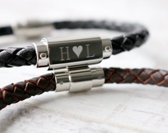 Personalised Men's Bracelet - Gift For Him -Leather Bracelet for Him - Personalised Bracelet - Valentines Gift -Christmas Gift for Him