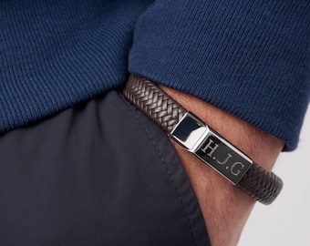 Personalised Leather Bracelet - Men's Personalised Leather Bracelet - Custom Leather Bracelet - Gift for Him