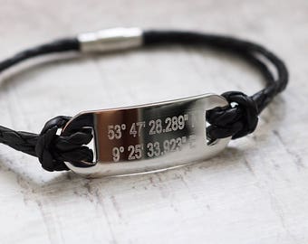 Custom Coordinates Bracelet - Coordinates Bracelet - FREE ENGRAVING