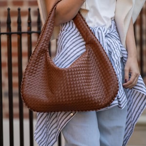 Woven Leather Shoulder Bag - Woven Bag - Leather Shoulder Bag