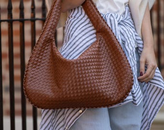 Woven Leather Shoulder Bag - Woven Bag - Leather Shoulder Bag