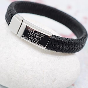 Pulsera de cuero personalizada para hombre, regalo grabado para él, regalo para papá primerizo, regalo para el primer Día del Padre