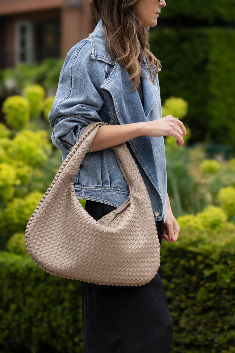 Geflochtene Leder Umhängetasche, Umhängetasche Leder, Schultertasche Bild 7