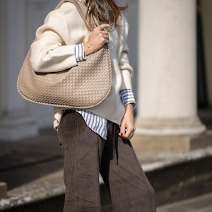 Geflochtene Leder Umhängetasche, Umhängetasche Leder, Schultertasche Bild 8
