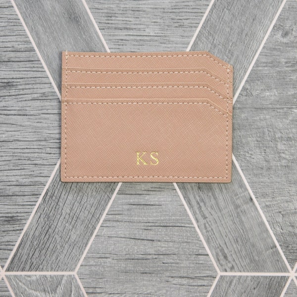 Ladies Card Holder - Womens Card Holder - Personalised Saffiano Leather Card Holder