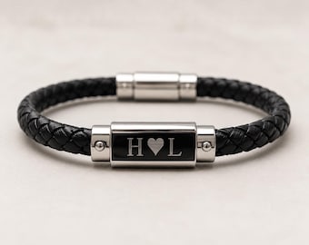 Personalised Boyfriend Birthday Gift, Leather Bracelet, Hidden Message Gift, Boyfriend Anniversary Gift.