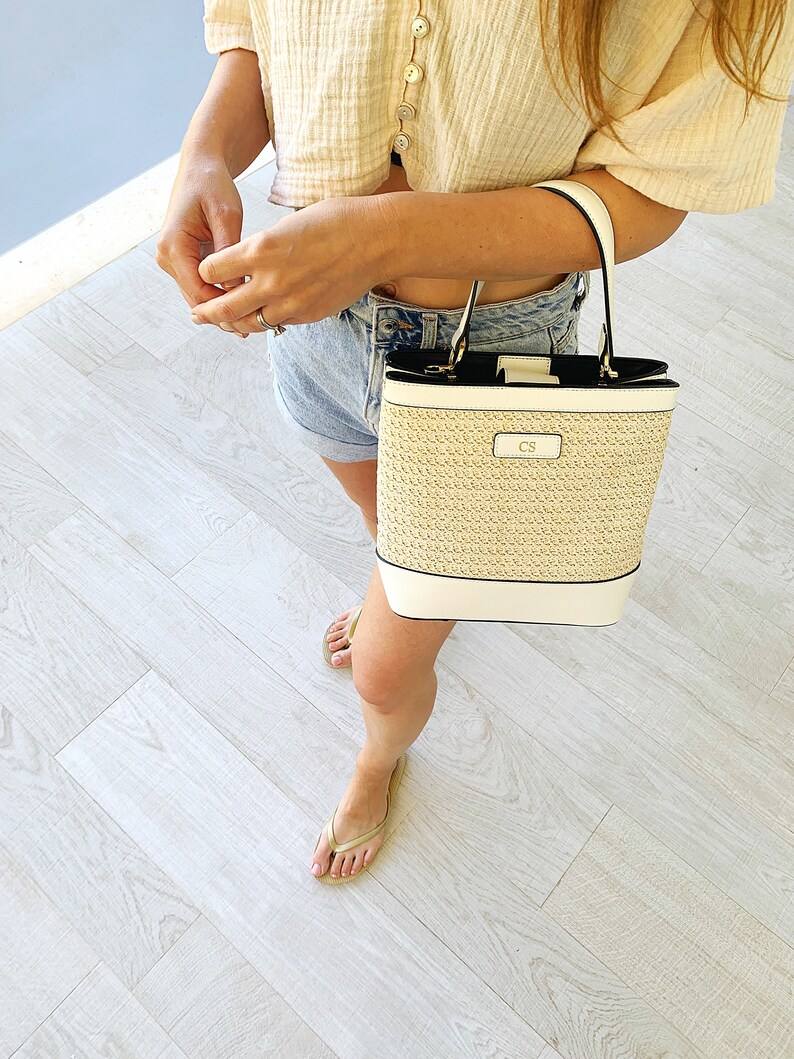 Personalised Straw Bag White