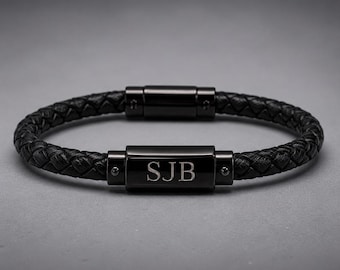 Pulsera de cuero personalizada para hombre - Pulsera de cuero para hombre - Pulsera para novio - Regalo para adolescentes