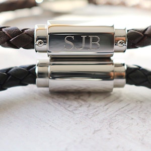 Mens Bracelet - Personalised Mens Leather Bracelet
