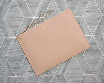Leather Clutch Bag - Saffiano Leather Clutch Bag - Personalised Leather Clutch Bag