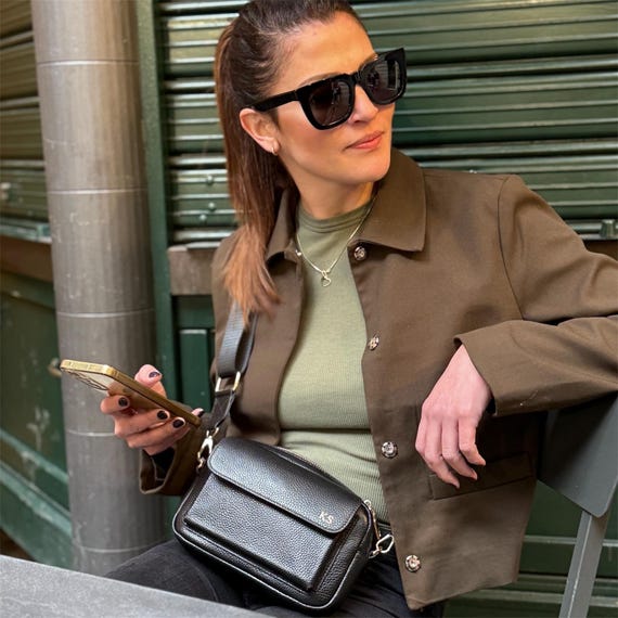 Bolso bandolera de cuero personalizado, bolso bandolera de cuero