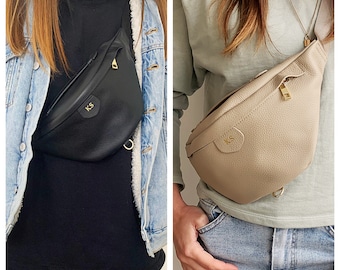 Sac en cuir - Sac banane en cuir personnalisé - Sac en cuir véritable