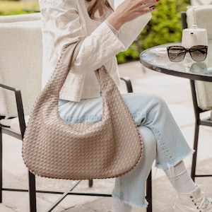 Geflochtene Leder Umhängetasche, Umhängetasche Leder, Schultertasche Stone