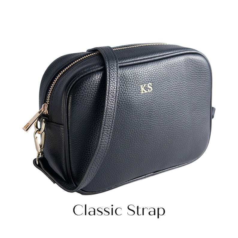 Personalised Leather Bag Detachable Straps Personalised Leather Cross Body Bag Classic Strap ONLY