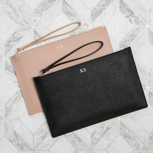 Clutch Bag Personalised Leather Clutch Personalised Monogram Clutch Bag Personalised Leather Pouch image 1