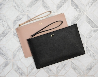 Clutch Bag- Personalised Leather Clutch - Personalised Monogram Clutch Bag - Personalised Leather Pouch