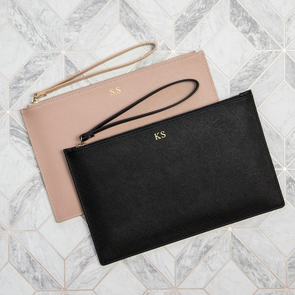 Clutch Bag- Personalised Leather Clutch - Personalised Monogram Clutch Bag - Personalised Leather Pouch