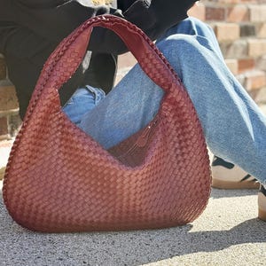 Geflochtene Leder Umhängetasche, Umhängetasche Leder, Schultertasche Bild 11