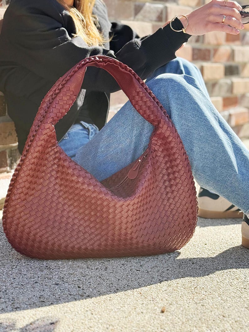 Geflochtene Leder Umhängetasche, Umhängetasche Leder, Schultertasche Bild 11