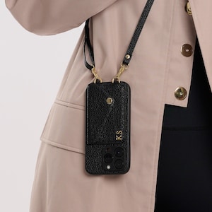 Étui à bandoulière en cuir pour iPhone - iPhone 16 Pro, iPhone 16 Pro Max, iPhone 14 Pro et Pro Max - iPhone 15 Pro Pro Max