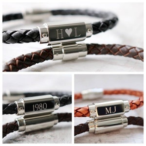 Boyfriend Gift - Boyfriend Jewellery - Gift For Him - Leather Personalised Bracelet - Personalised Gift For Him