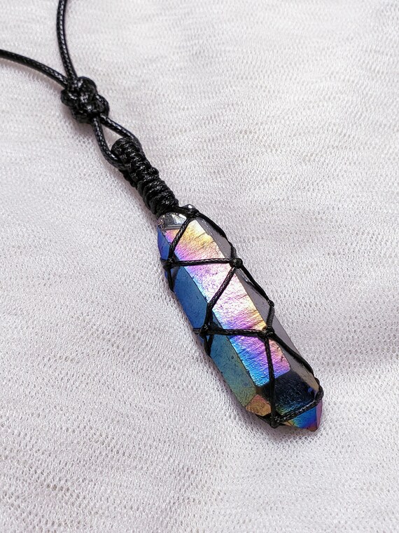Rainbow Aura Quartz Crystal Chakra Pendant - Quartz Crystal Chakra Pendant Rainbow Aura Quartz Crystal Chakra Pendant - Quartz Crystal Chakra Pendant