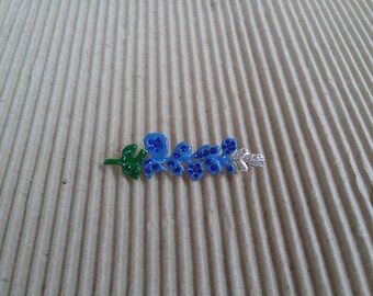 Beautiful Flower Blue With Rhinestones Brooch Vintage