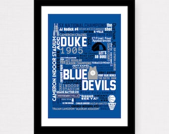 Duke University Men's Basketball (ACC) Team Collage Print