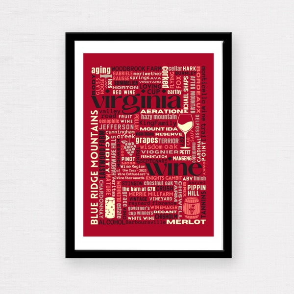 Virginia Wineries - (Monticello Wine Trail) - Red and White Wine Collage Print